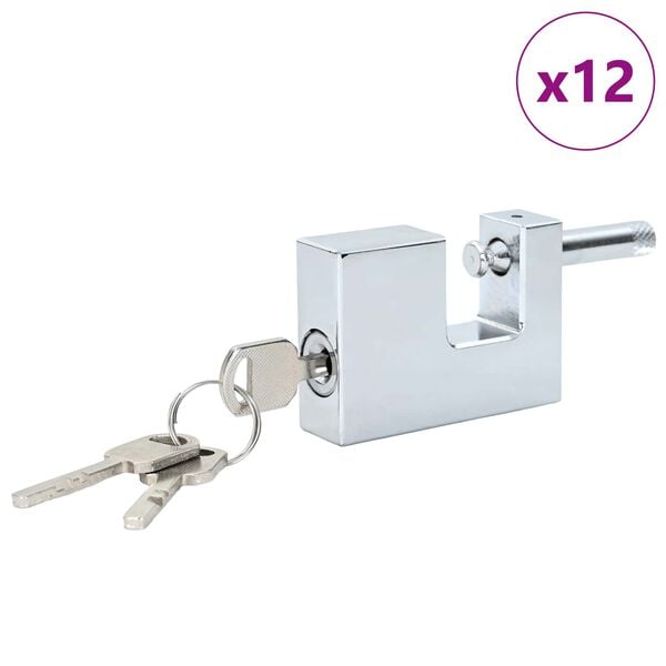 vidaXL Padlock 12 pcs Silver 7 x 1.9 x 5 cm Iron