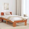 vidaXL Bed Frame with Headboard Wax Brown 90 x 190 cm Solid Pine Wood