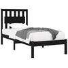 vidaXL Bed Frame without Mattress Black Solid Wood Small Single