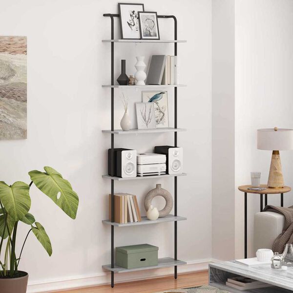 vidaXL Bookshelf Grey Sonoma 60 x 24 x 203 cm Engineered wood