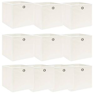 vidaXL Storage Boxes 10 pcs White 32x32x32 cm Fabric