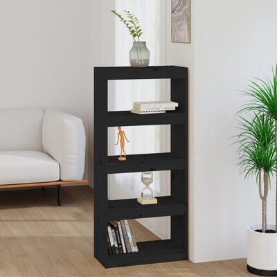 vidaXL Book Cabinet/Room Divider Black 60x30x135.5 cm Solid Wood Pine