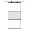 vidaXL Sliding Door Black 102.5x205 cm Tempered Glass and Aluminium
