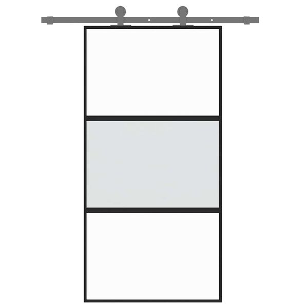 vidaXL Sliding Door Black 102.5x205 cm Tempered Glass and Aluminium