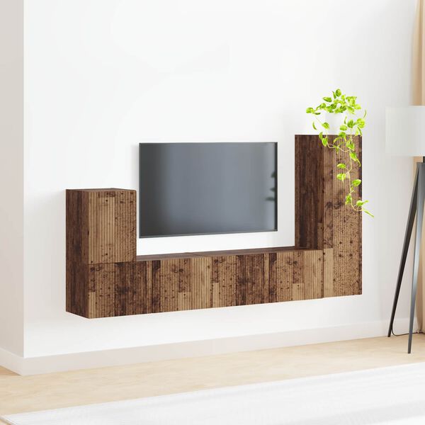 vidaXL TV Cabinet Set Wall-mounted 3 pcs Old Wood Engineered Wood