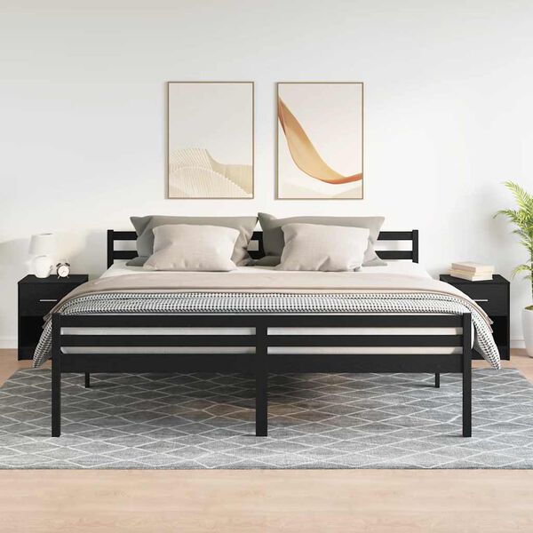 vidaXL Bedside Cabinets 2 pcs with Drawer Black 40x34x50 cm