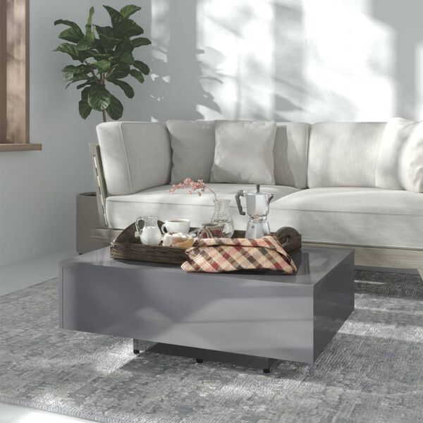 vidaXL Coffee Table High Gloss Grey 85x55x31 cm Engineered Wood