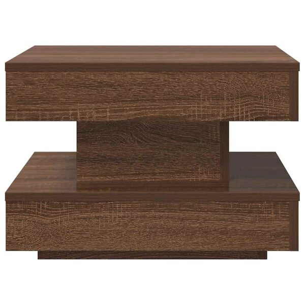 vidaXL Coffee Table 360-Degree Rotatable Brown Oak 50x50x34.5 cm