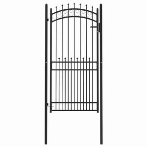 vidaXL Fence Gate with Spikes Black 100 x 200 cm Powder-coated steel