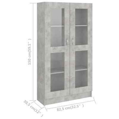 vidaXL Vitrine Cabinet Concrete Grey 82.5x30.5x150 cm Engineered Wood