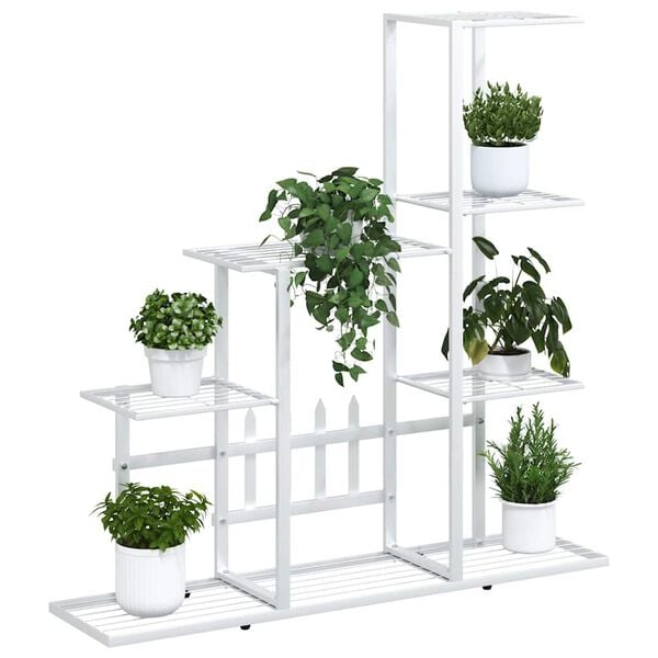 vidaXL Flower Stand 94.5x25x88 cm White Metal