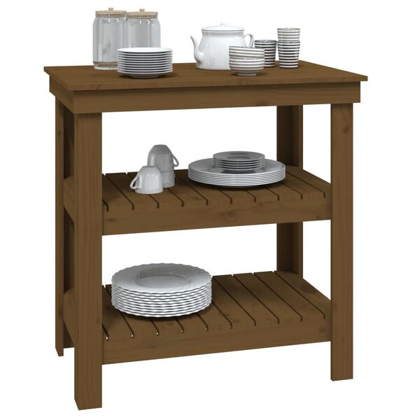 vidaXL Work Bench Honey Brown 78.5x50x80 cm Solid Wood Pine