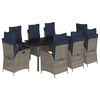 vidaXL 9 Piece Garden Dining Set with Cushions Grey Poly Rattan