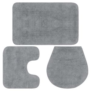 vidaXL Bath Mat Set | Grey | 100% Cotton | Medium | Non-slip | Bath Mat Set
