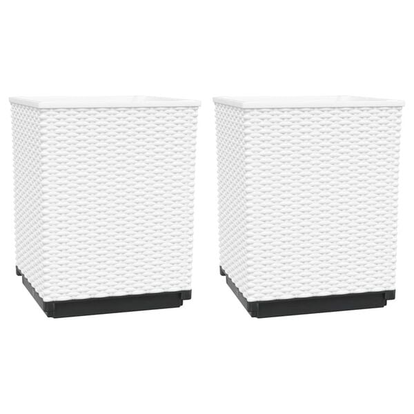 vidaXL Planters 2 pcs White 30x30x37 cm Polypropylene