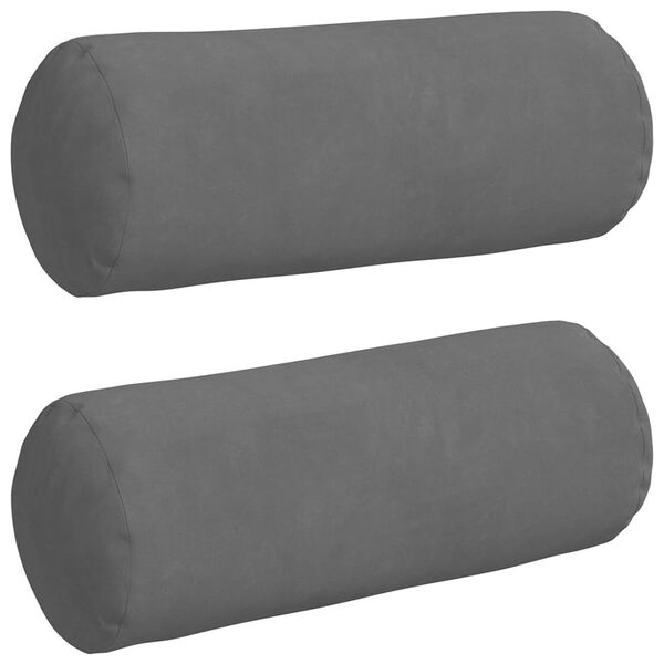 vidaXL Bolster Pillows 2 pcs Dark Grey Ø 15 x 40 cm Microfibre Fabric