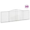 vidaXL Arched Gabion Baskets 9 pcs 400x30x120/140 cm Galvanised Iron