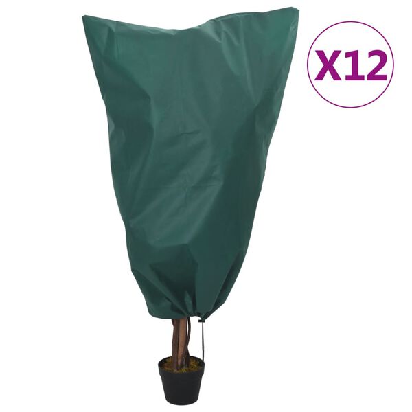 vidaXL Plant Fleece Covers with Drawstring 12 pcs 70 g/m&sup2; 0.8x1 m