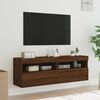 vidaXL TV Wall Cabinets with LED Lights 2 pcs Brown Oak 60x30x40 cm