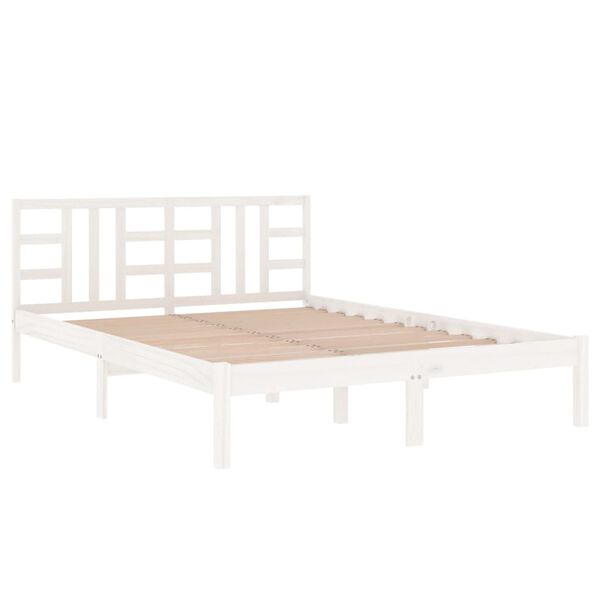 vidaXL Bed Frame without Mattress White 150x200 cm King Size Solid Wood