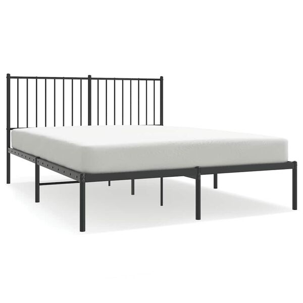 vidaXL Metal Bed Frame without Mattress with Headboard Black 140x200cm