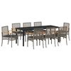vidaXL Garden Dining Set with Cushion 9 pcs Grey and Black Rattan
