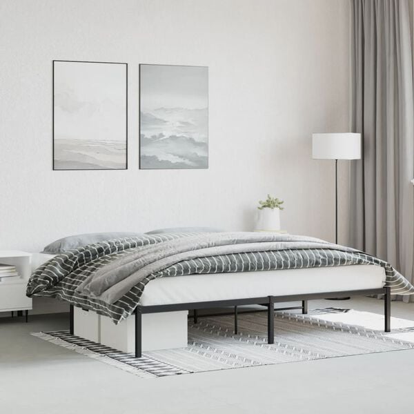 vidaXL Metal Bed Frame without Mattress Black 200x200cm