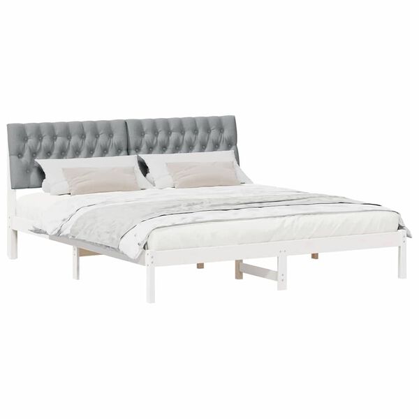 vidaXL Bed Frame with Upholstered Headboard White 180 x 200 cm