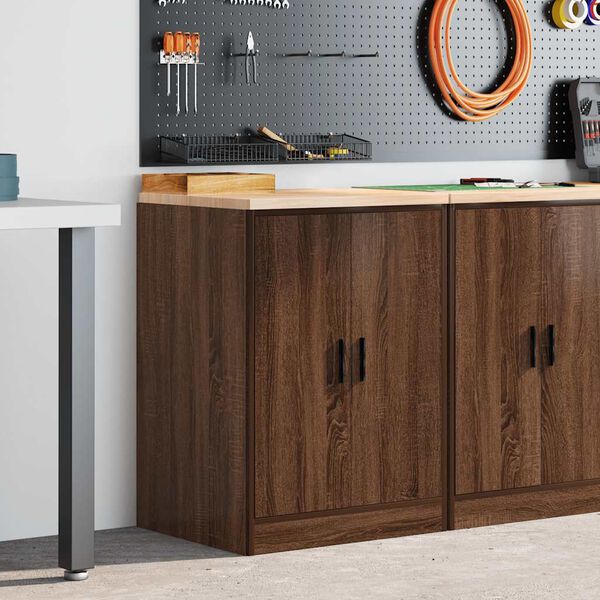 vidaXL Garage Storage Cabinet Brown Oak 60x51x85 cm Solid Wood Pine