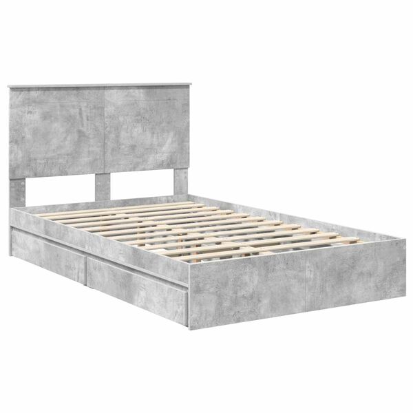 vidaXL Storage Bed Concrete Grey 135 x 190 cm Engineered Wood