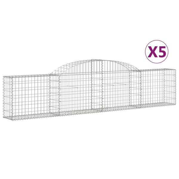 vidaXL Arched Gabion Baskets 5 pcs 300x30x60/80 cm Galvanised Iron