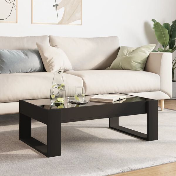 vidaXL Coffee Table with Infinity LED Black 90x53x30 cm