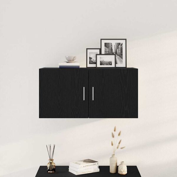 vidaXL Wall Cabinet Black Oak 80x39x40 cm Engineered Wood