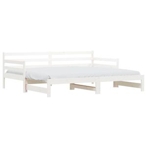 vidaXL Daybed with Trundle without Mattress White 90x190 cm Single Solid Wood