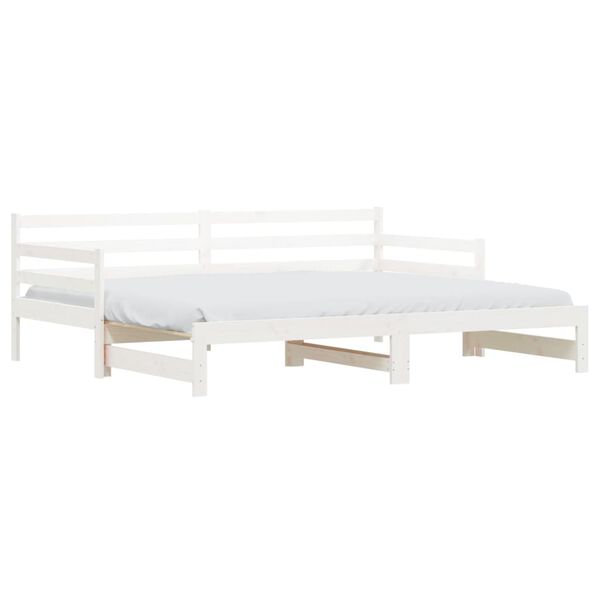 vidaXL Daybed with Trundle without Mattress White 90x190 cm Single Solid Wood