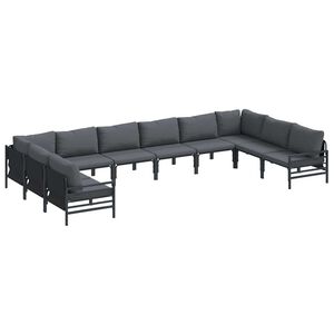 vidaXL Garden Sofa Set 10 pcs Black Steel