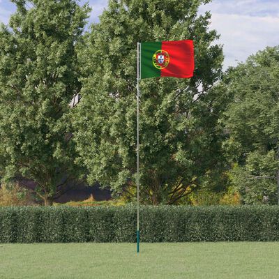 vidaXL Portugal Flag and Pole 5.55 m Aluminium