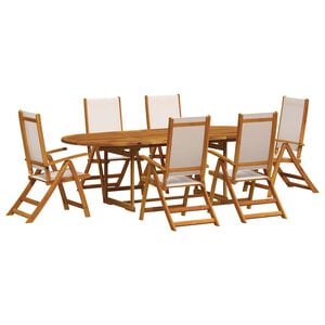 vidaXL 7 Piece Garden Dining Set Solid Wood Acacia and Textilene