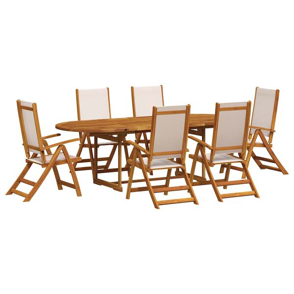 vidaXL 7 Piece Garden Dining Set Solid Wood Acacia and Textilene