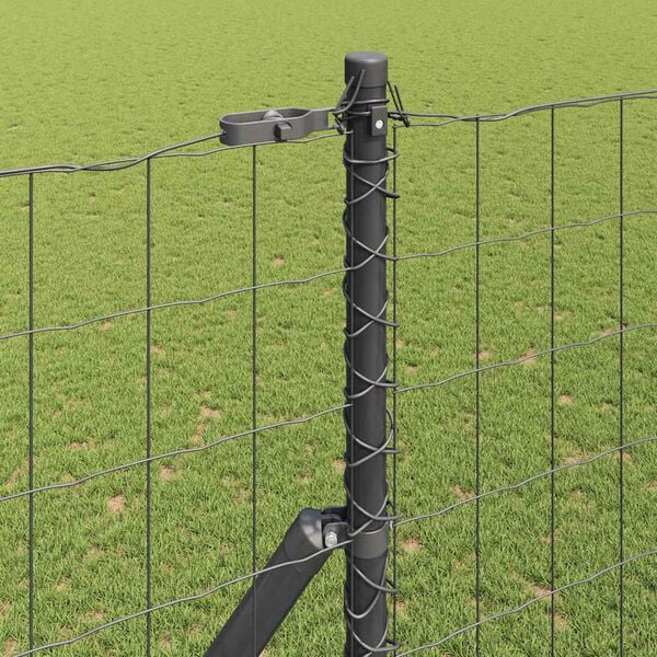 vidaXL Fence with Post Grey 1.6 x 10 m Steel and PVC