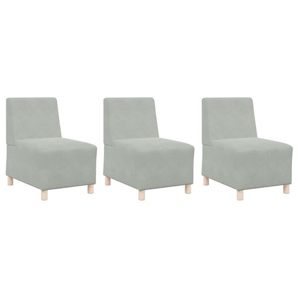 vidaXL Modular Sofa Unit Armless 3 pcs Light Grey 55 x 74 x 82 cm