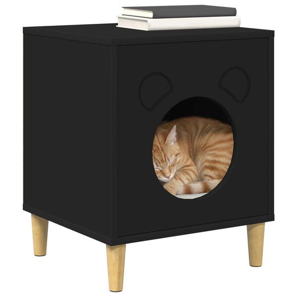 vidaXL Cat House Black 42.5 x 40 x 53 cm Engineered Wood