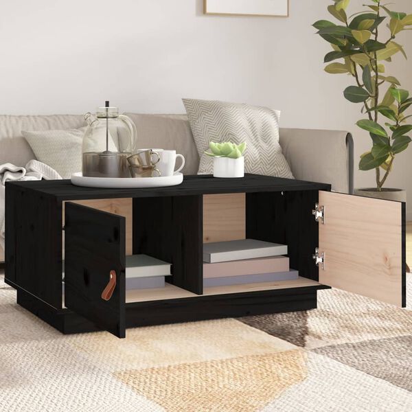 vidaXL Coffee Table Black 80x50x35 cm Solid Wood Pine