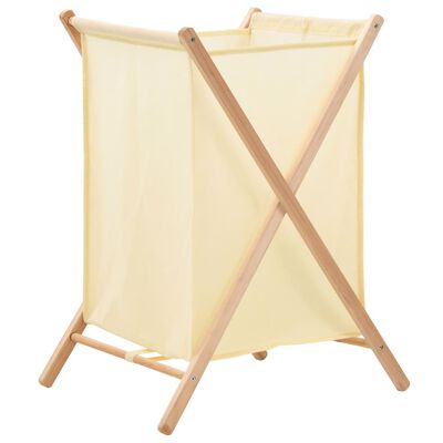 vidaXL Laundry Basket Cedar Wood and Fabric Beige 42x41x64 cm