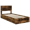 vidaXL Storage Bed with Drawer Smoked Oak 90 x 190 cm Engineered Wood