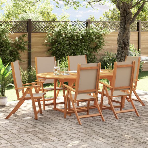 vidaXL 7 Piece Garden Dining Set Solid Wood Acacia and Textilene