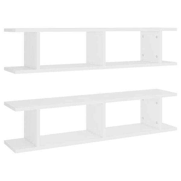vidaXL Wall Shelf 2 pcs White 90x18x20 cm Engineered Wood