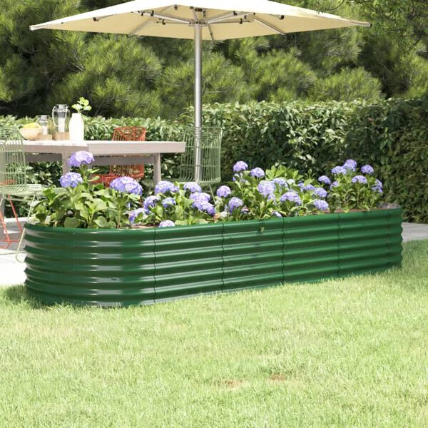 vidaXL Garden Raised Bed Galvanised Steel 224x80x36 cm Green