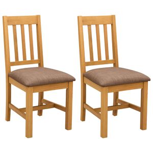 vidaXL Dining Chair VENLO 2 pcs Solid Oak Wood Natural and Grey
