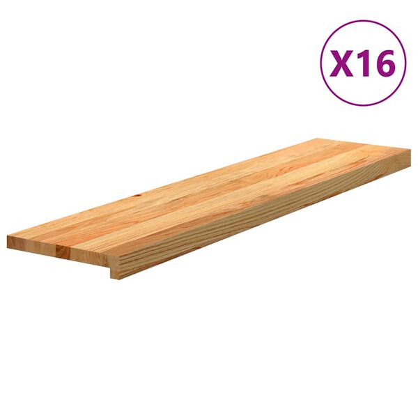 vidaXL Stair Treads 16 pcs Light Brown 110x25x2 cm Solid Wood Oak